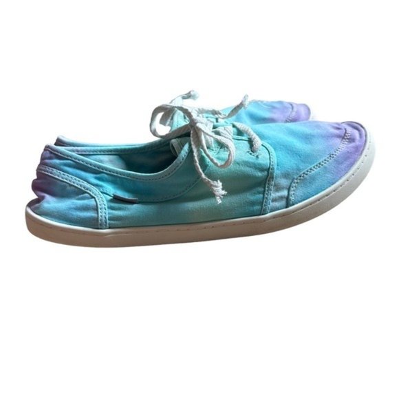 Sanuk Cool Slip On Ombré Tie Dye Blue Purple Green Surfer Boho Canvas Shoes 10 - Picture 9 of 11
